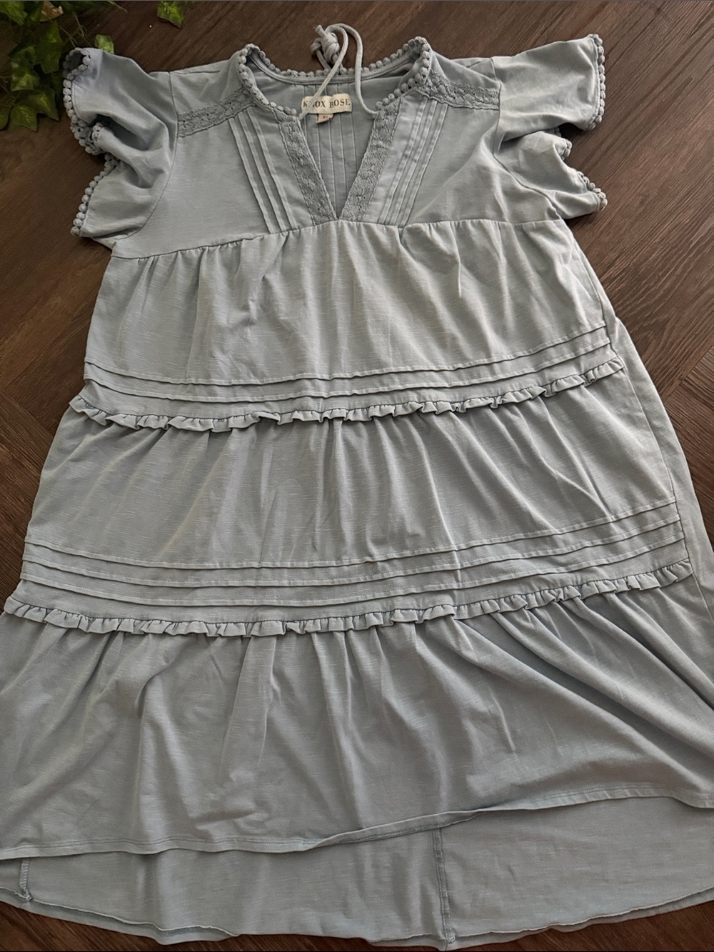 Western Boho Light Sage Tiered Ruffle Dress
